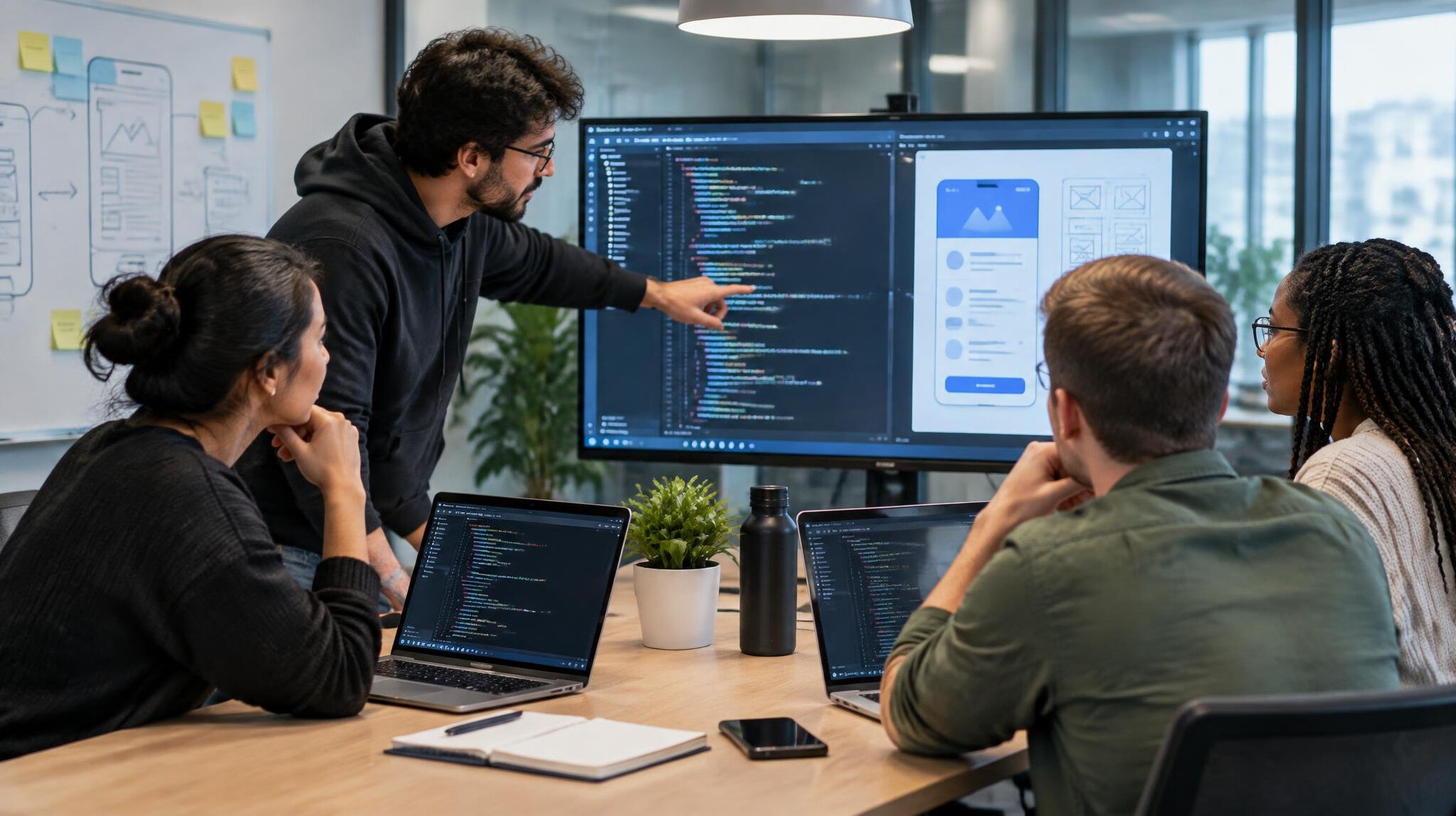 team collaborating on code